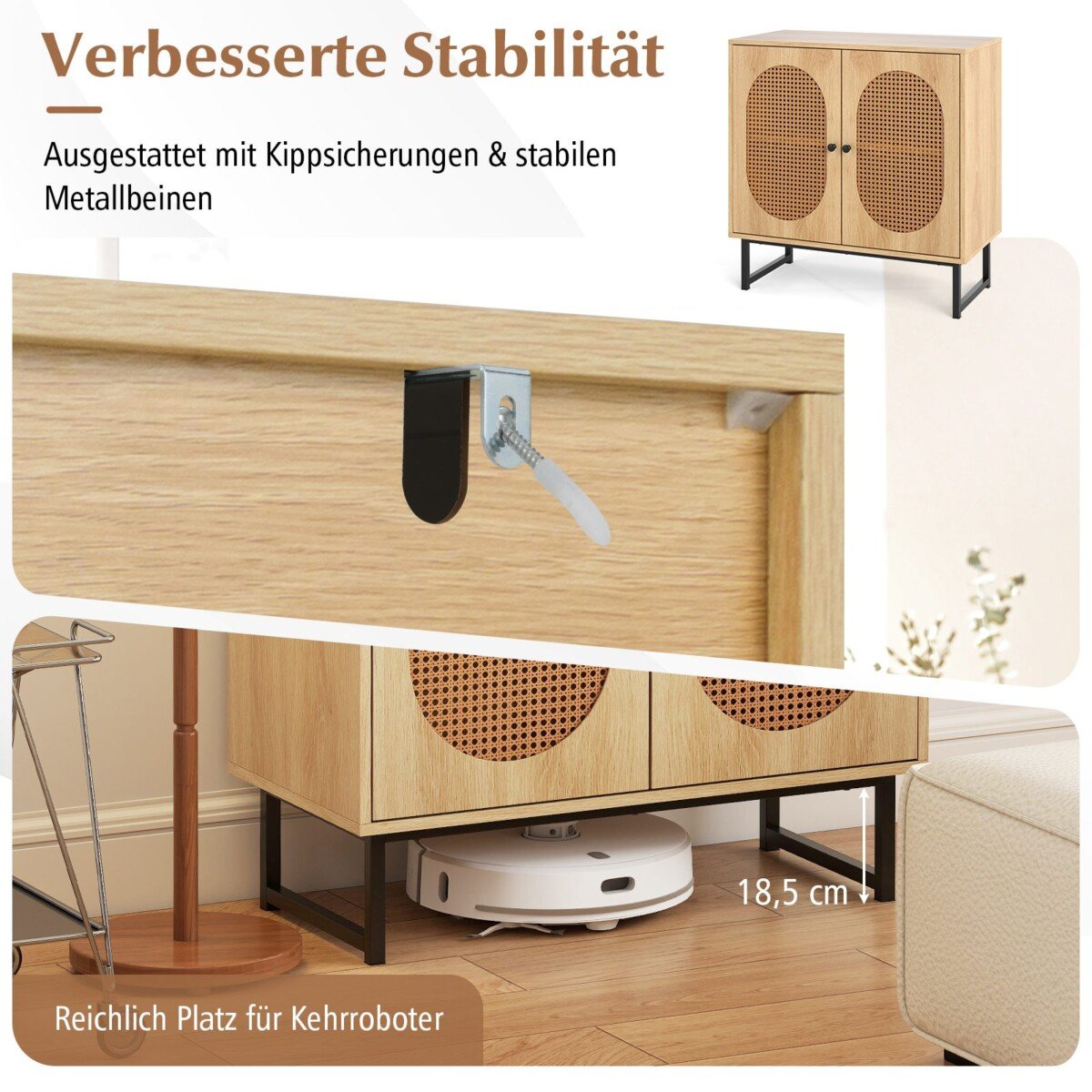 Kompaktiškas dviejų durų indauja su reguliuojama lentyna (Natūrali)