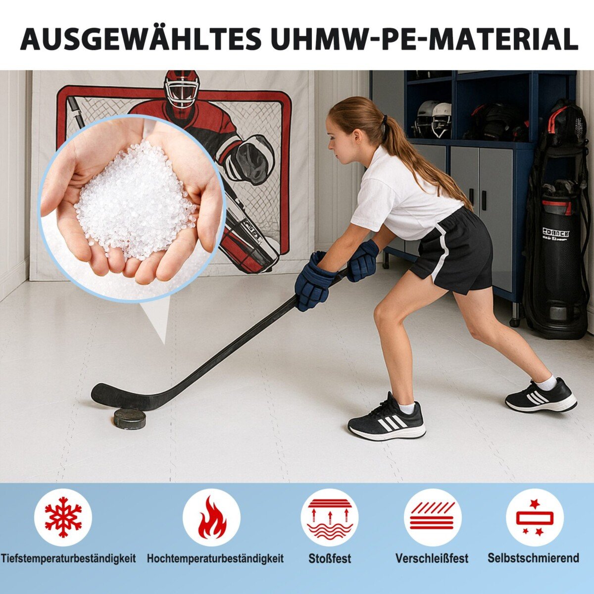 Sintetinio ledo čiuožimo plokštelės treniruotėms 10 vnt (Balta)