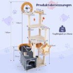 Daugiapakopis katės namelis su draskyklėmis 160 cm (Smėlio)