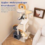 Daugiapakopis katės namelis su draskyklėmis 160 cm (Smėlio)