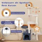 Daugiapakopis katės namelis su draskyklėmis 160 cm (Smėlio)