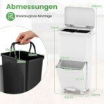 Daugiafunkcė šiukšliadėžė su skyreliais ir ratukais (Balta)