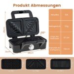 Elektrinis 3-in-1 sumuštinių keptuvas ir vaflinė (Juoda)