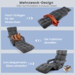 Reguliuojamas sulankstomas fotelis-lova (Tamsiai pilka)