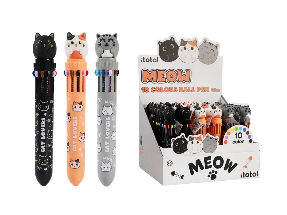 Daugiaspalviai kačių tušinukai su stendu, 36 vnt.