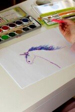 Dažų rinkinys su 12 spalvų, baltu ir teptukais