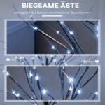 150 cm aukščio dirbtinis beržas su 96 šiltai baltomis LED lemputėmis