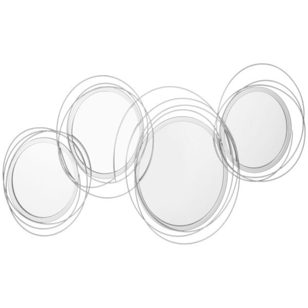 Dekoratyvinis metalinis sieninis veidrodžių komplektas su 4 apvaliais veidrodžiais