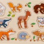 Dėlionė su rankenėlėmis „Miško gyvūnai“