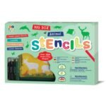 Didelis gyvūnų trafaretų ir piešimo rinkinys