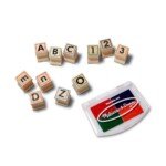 Didelis medinis ABC-123 antspaudų rinkinys