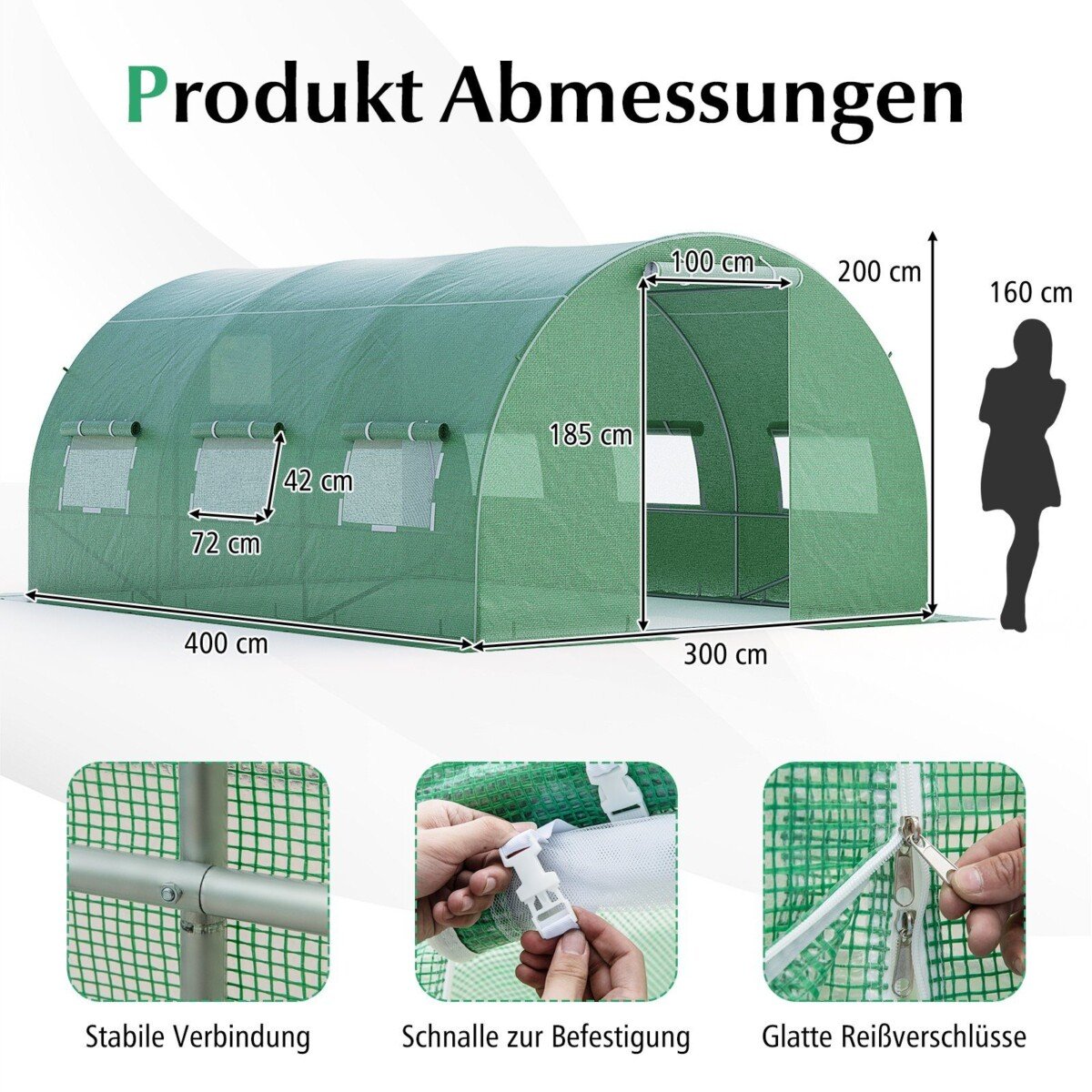 Sodo šiltnamis su metaliniu karkasu 12 m² (Žalia)