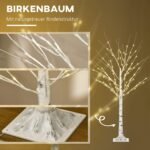 Dirbtinis beržas su LED ir lanksčiomis šakomis 150 cm aukščio
