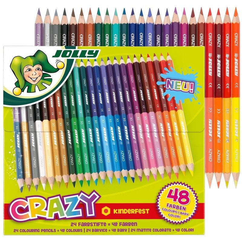 Dvipusiai pieštukai Crazy Dvipusiai pieštukai Crazy, 24 vnt. (48 spalvos)