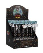 Ekspozicinė pakuotė: 36 vnt. medinių pieštukų su 3D žaidimų motyvais