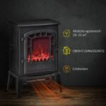 Elektrinis grindinis židinys su 2 šildymo lygiais ir tikrovišku liepsnos efektu