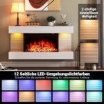 Elektrinis židinys su šildymo ir LED apšvietimo funkcija (Balta)