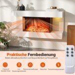 Elektrinis židinys su šildymo ir LED apšvietimo funkcija (Balta)