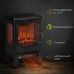 Elektrinis židinys su šildymo funkcija ir trijų pusių LED liepsnos efektu
