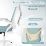 Ergonomiška biuro kėdė su atlenkiamomis porankėmis ir svyravimo funkcija (Mėlyna)