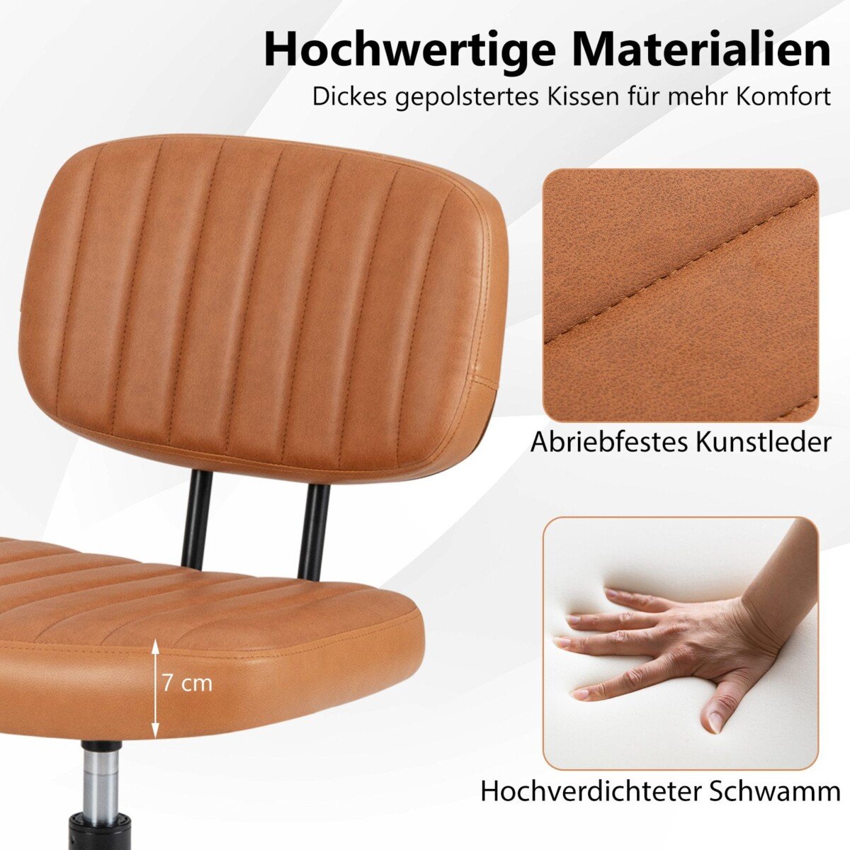 Ergonomiška biuro kėdė su ratukais (Ruda)