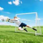 Futbolo vartai su tvirtu plastikiniu rėmu ir patvariu tinklu, 240 x 90 x 180 cm