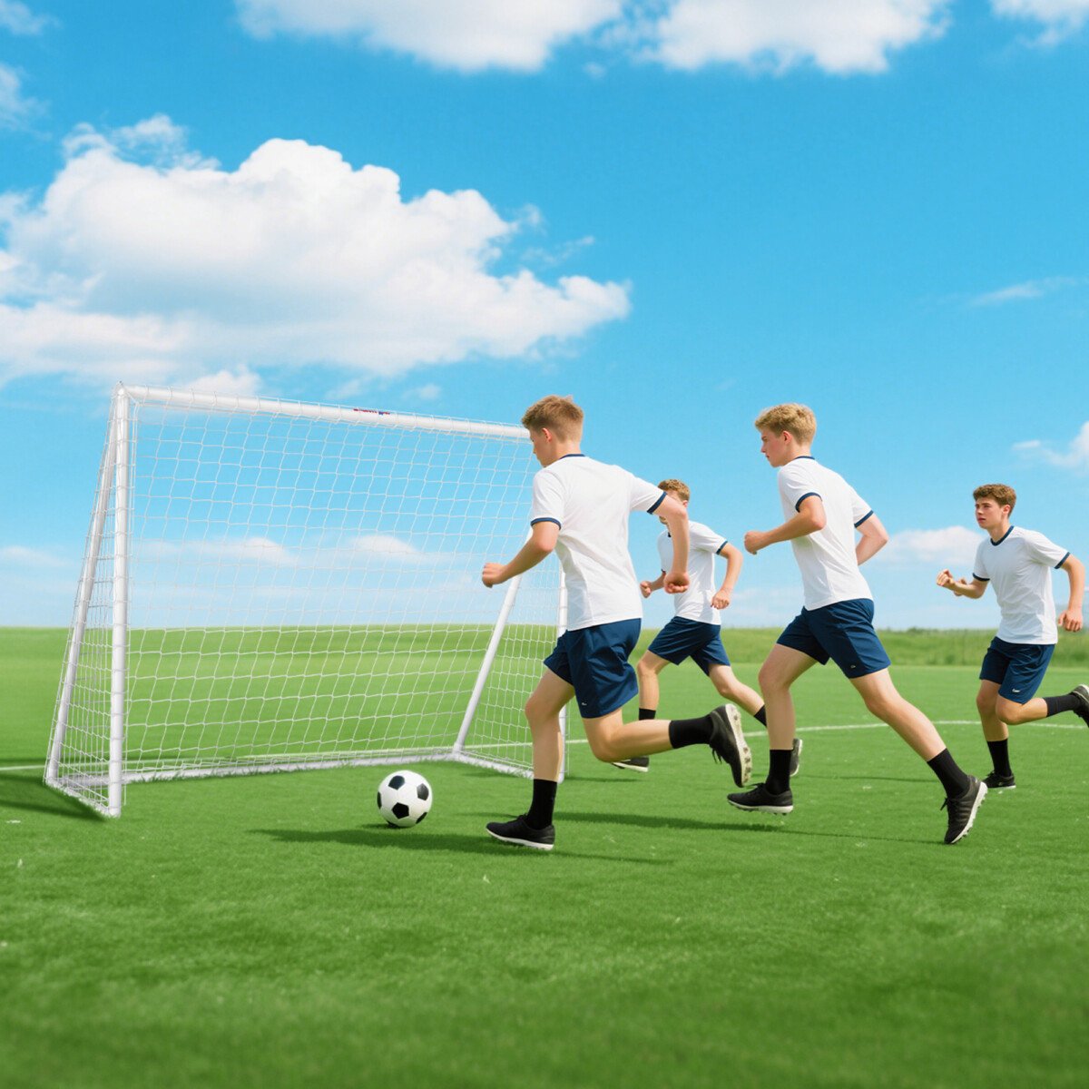 Futbolo vartai su tvirtu plastikiniu rėmu ir patvariu tinklu, 240 x 90 x 180 cm