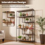 Aukštas 6 pakopų metalinio tinklo lentynų stovas (Rustinė ruda)