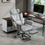 Ergonominė biuro kėdė su kojų atrama ir atlenkiamu atlošu