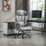 Ergonominė biuro kėdė su kojų atrama ir atlenkiamu atlošu