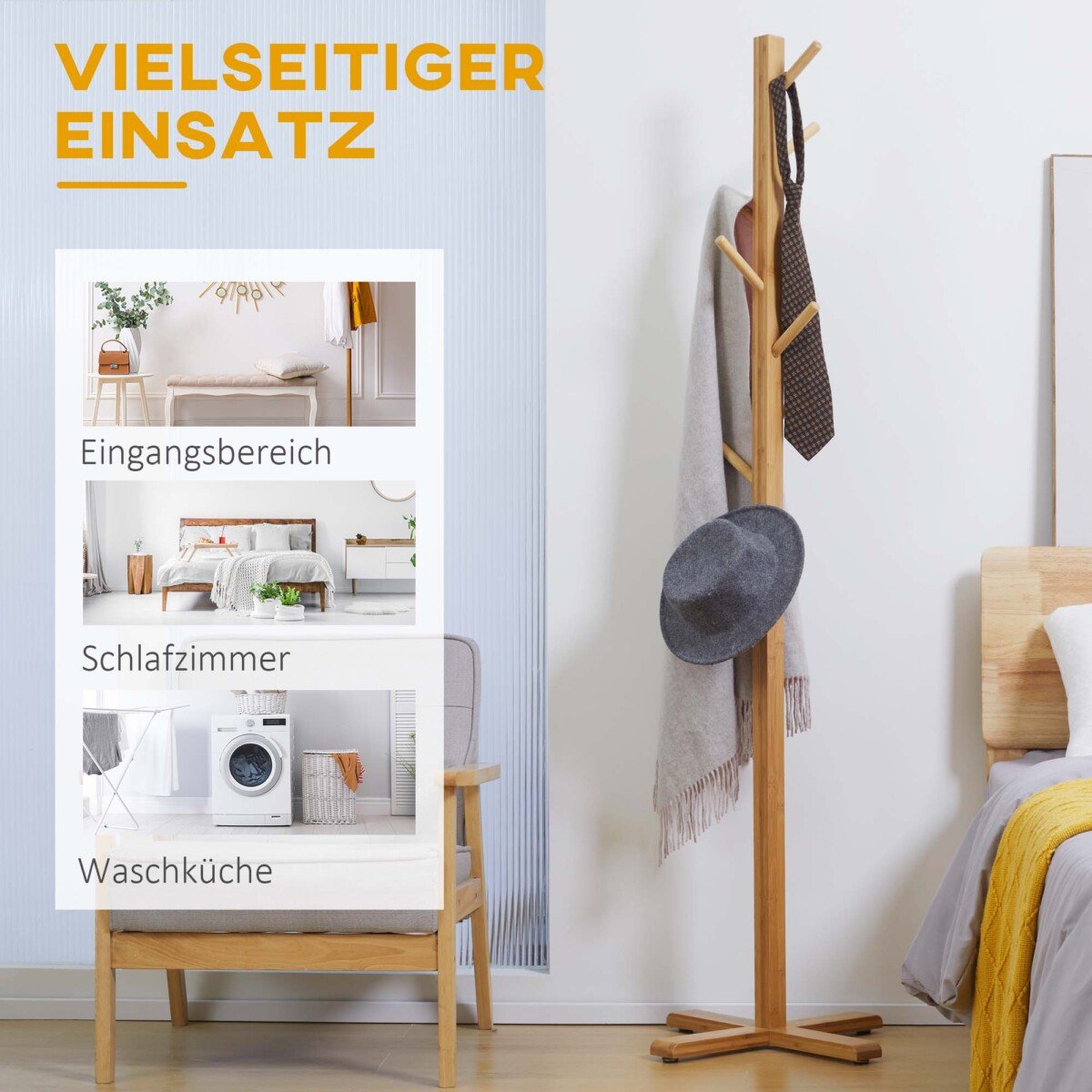 Bambukinė kabykla su 8 kabliukais