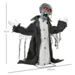 Animuotas Helovino zombis-skeletas su interaktyviu jutikliu, garso ir šviesos efektais, 75 cm