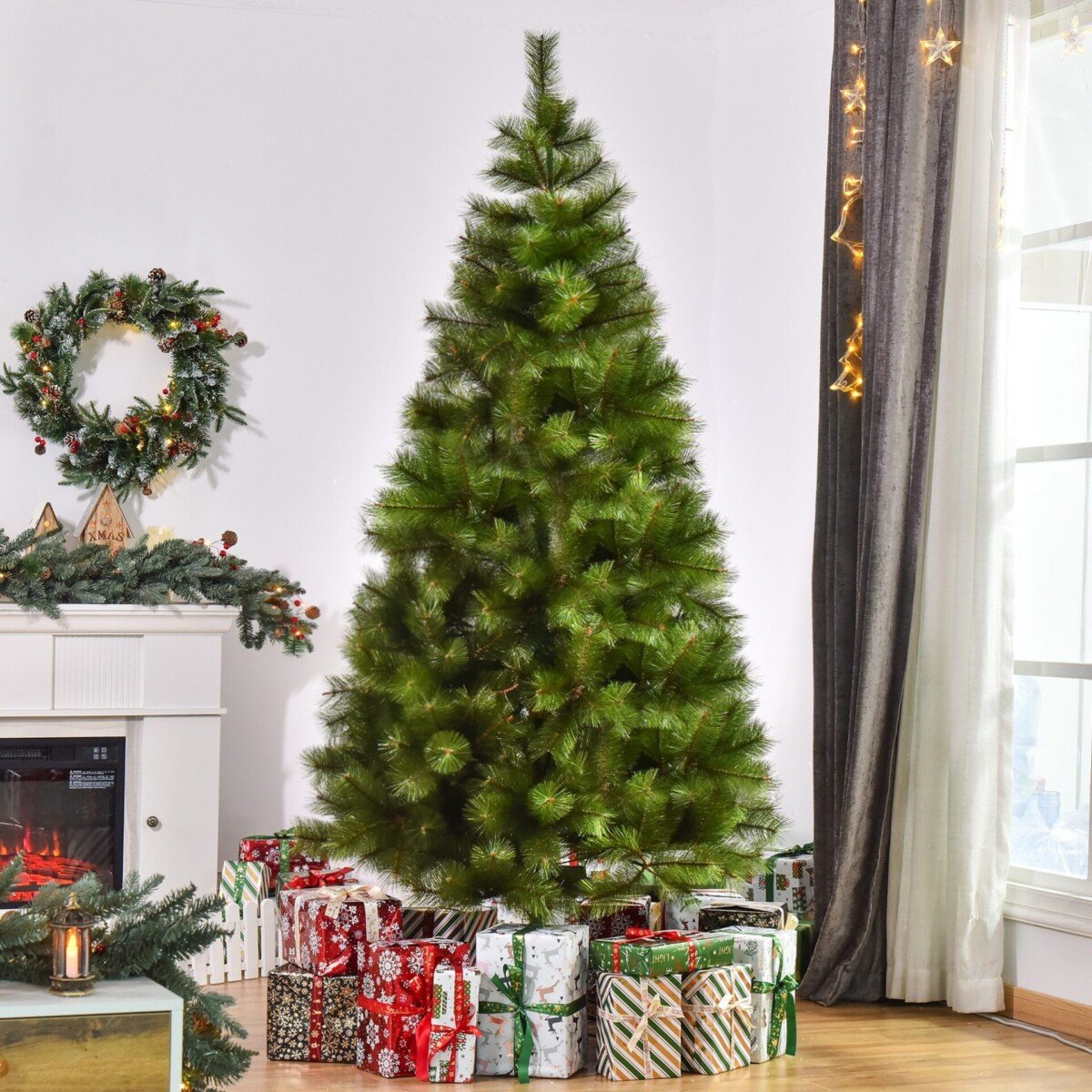 HOMCOM-Kunstlicher-Weihnachtsbaum-210-cm-kunstlich-Tannenbaum-mit-505-Spitzen-Christbaum-Weihnachtsdeko-inkl.-Metallstander-fur-drinnen-1