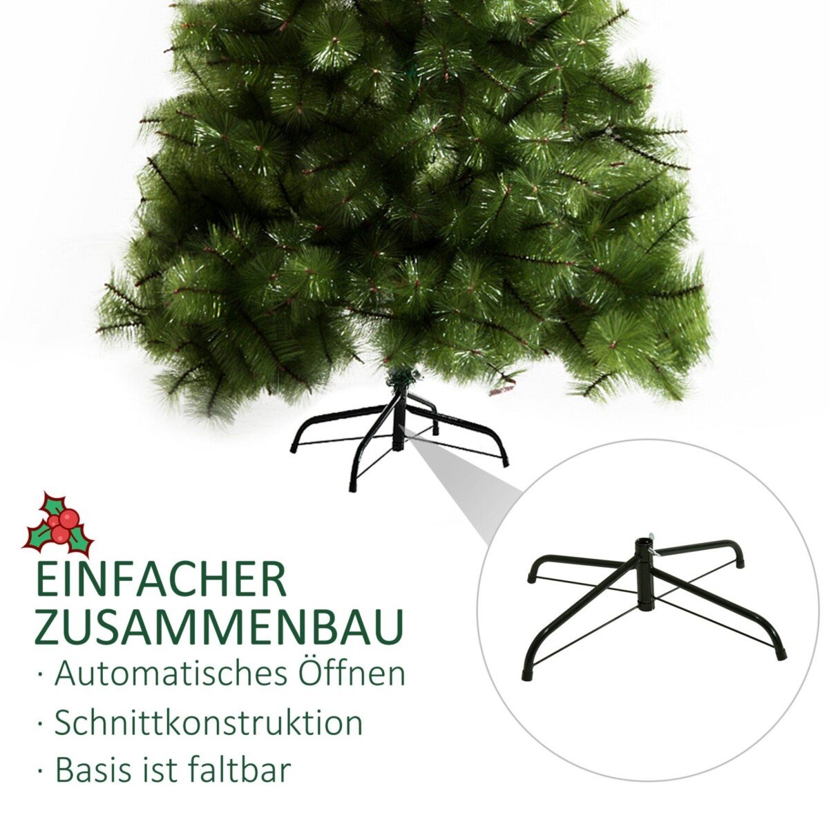 HOMCOM-Kunstlicher-Weihnachtsbaum-210-cm-kunstlich-Tannenbaum-mit-505-Spitzen-Christbaum-Weihnachtsdeko-inkl.-Metallstander-fur-drinnen-6