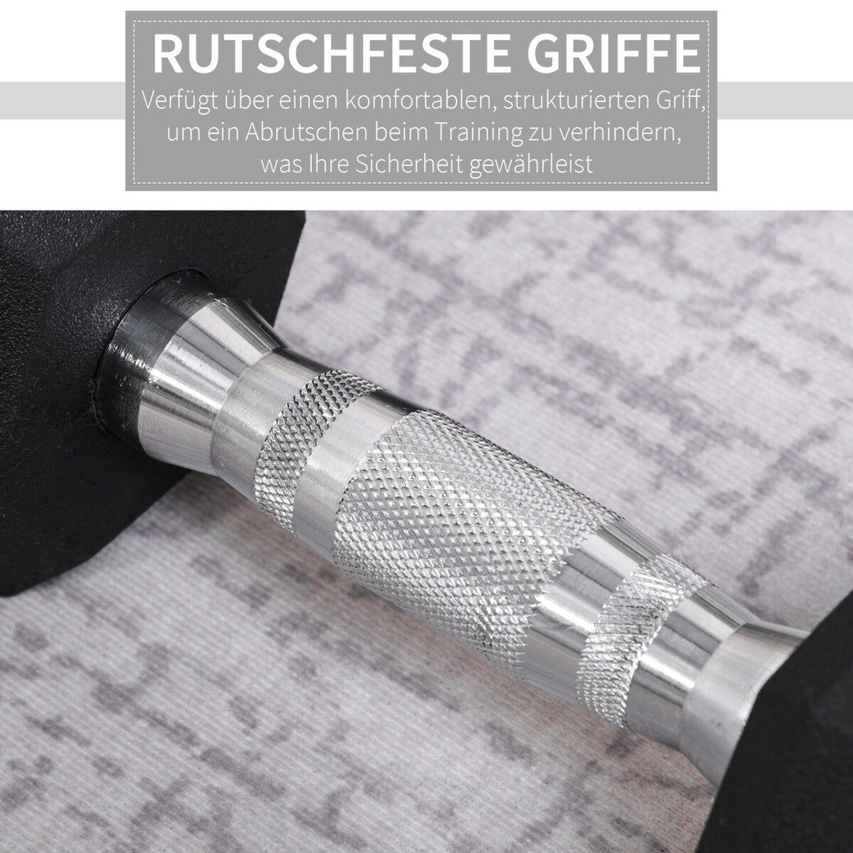 Šešiakampių hantelių rinkinys su rifliuota rankena 2 x 4 kg