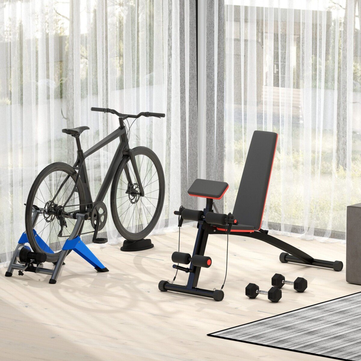 Šešiakampių hantelių rinkinys su rifliuota rankena 2 x 4 kg