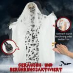 Helovino dekoracija: judesio aktyvuojama vaiduoklių nuotaka su klyksmais ir švytinčiomis akimis
