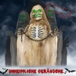 Animuotas kabantis Helovino skeletas su šviesos ir garso efektais