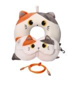 Katės formos kelioninė pagalvė su miego kauke