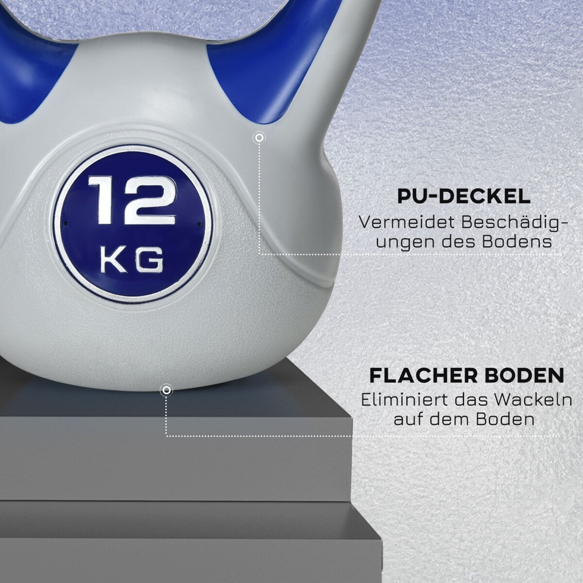 Kettlebell 12 kg su plačia rankena ir plokščiu pagrindu