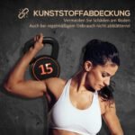 3 dalių Kettlebell svarmenų rinkinys su 2,2 kg, 4,5 kg ir 6,8 kg svoriais ir plastikine danga