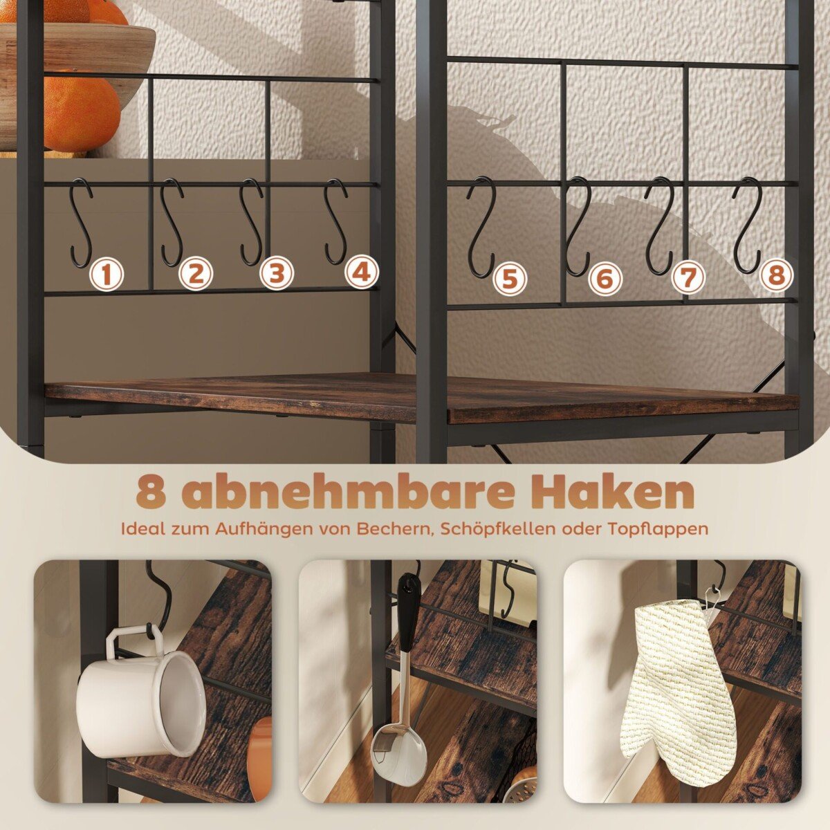 Keturių pakopų virtuvės lentyna su stalviršiu