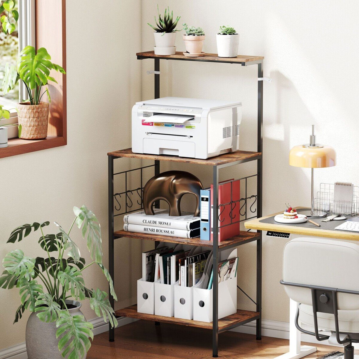 Keturių pakopų virtuvės lentyna su stalviršiu