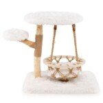 Medinis kačių namelis su hamaku ir sizaline draskykle (Balta)