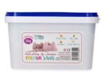 Kinetinis smėlis 2 kg kibirėlyje su formelėmis ir kastuvėliu