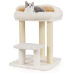 Kompaktiška kačių draskyklė su minkšta poilsio vieta (Balta)