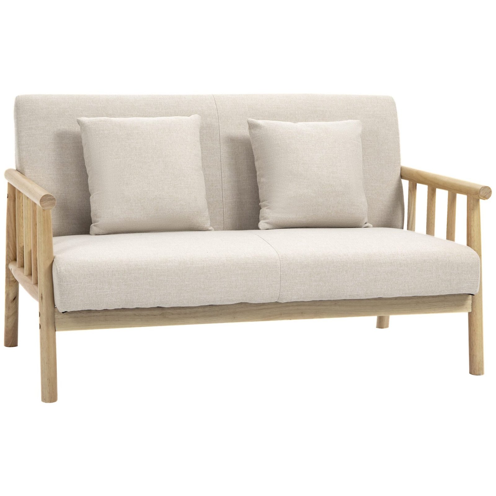 Kompaktiška 2-vietė sofa su lino imitacijos audiniu Kompaktiška 2-vietė sofa su lino imitacijos audiniu