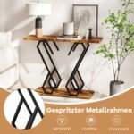 Konsolinis staliukas su dirbtinio marmuro stalviršiu ir metaliniu rėmu (Ruda)