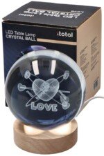 Krištolinis rutulys „Love“ su apšvietimu, 10 cm