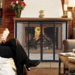 Laisvai pastatomas židinio ekranas su stumdomomis durimis (Juoda)